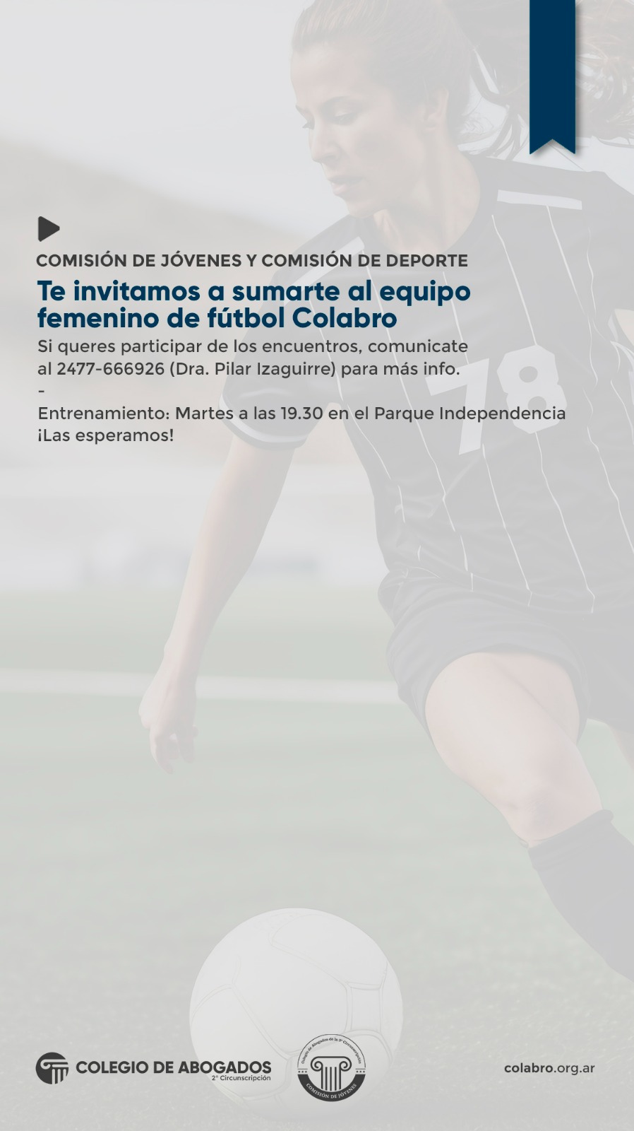 Te invitamos a sumarte al equipo femenino de fútbol Colabro